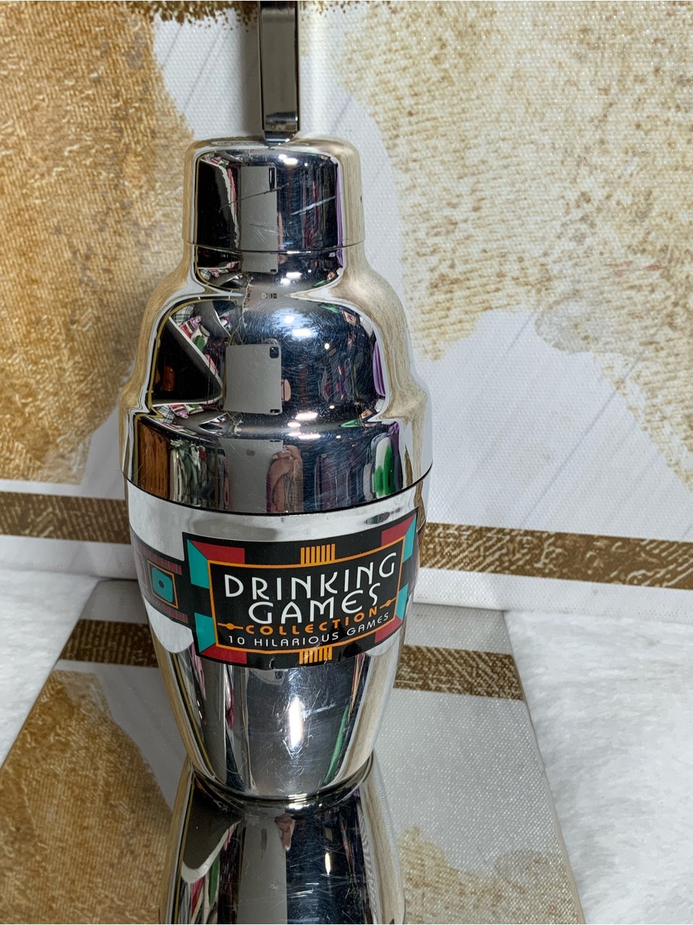Stainless Cocktail Shaker with drinking games  - Silver